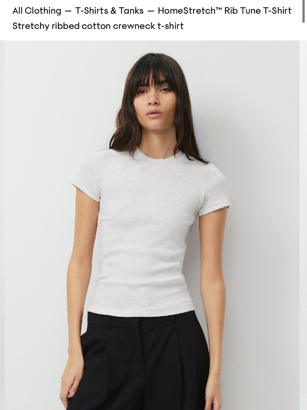 TNA HomeStretch Rib Tune T-Shirt in Heather Cloud White